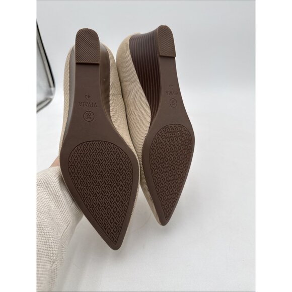 Vivaia Aria Wedge Women's Pointed Toe Pumps Beige Shoes EU 40 US 9 Comfort Heels - Picture 10 of 11